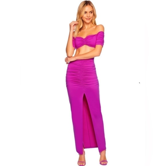 Susana Monaco gathered slit front skirt magenta - size small - Picture 2 of 5